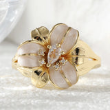 Elegant Delicate Hadmade Enamel Lily Artistic Golden Colour Charm Vintage Ring