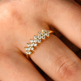 2MM Round VVS1 D Colour Moissanite Diamond Silver 925 Flower Half Eternity Rings