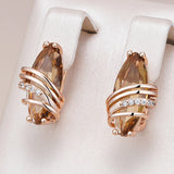 14 Karat Gold Filled Unique Geometry Fashion Brown AAA Zircon Crystals Earrings for Women