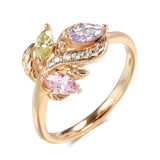 New Season Romantic Rolled 14K Rose Gold Colourful AAA Zircon Crystals Flower Rings -  Luxury Fine Jewellery