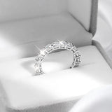 Terrific 2-5mm VVS1 D Colour Moissanite Diamonds Sparkling Eternity Silver Ring
