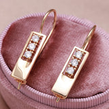 14K Rolled Gold Piercing Glossy AAA Zircon Diamonds Hang String Earrings Unusual Jewellery