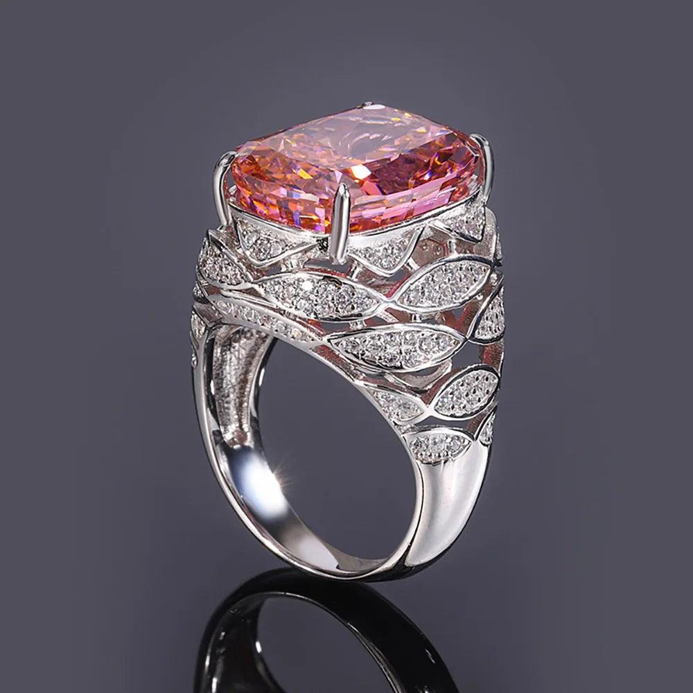 New Trend AAAAA Padparadscha Quartz Topaz Big Silver Rings for Women - Wedding Cocktail Party Fine Jewellery - The Jewellery Supermarket