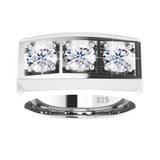 Designer Luxury Heavy 3 Stone VVS1 D Colour Moissanite Diamonds Ring For Men And Women Silver Certified  Jewellery