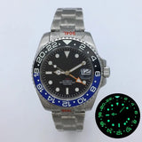 NH34 GMT Luminous Bezel Sapphire Glass Stainless Steel Bracelet Mechanical Watch
