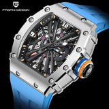 Popular Top Luxury Brand VH65 Movt Skeleton Dial 100M Waterproof Sport Rectangle Sapphire Glass Men's Quartz Watches - The Jewellery Supermarket