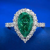 Superb 18KGP Pear Cut  High Quality AAAAA High Carbon Emerald Diamond Anniversary Engagemen Rings -  Fine Jewellery