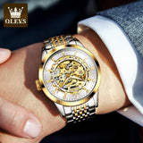 New Luxury Gold Skeleton Automatic Mechanical Waterproof Stainless Steel Luminous Business Men's Watches - The Jewellery Supermarket