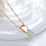 Glossy Square Design Filled 14K Rose Gold Mist Green AAA Zircon Necklace Pendant - Elegant Party  Jewellery