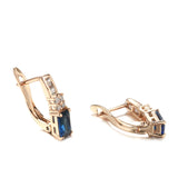 14K Gold Filled Vintage Geometric AAA Blue Zircon Crystals Elegant Drop Fashion Earrings
