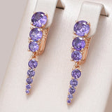 14K Gold Filled Shiny Purple AAA Zircon Crystals Drop Earrings Wedding Fine Jewellery