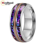 Orion Nebula and Rose Gold Guitar String Inlay Men Women Tungsten Carbide Rings