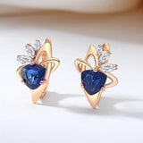 New Delightful 14K Filled Rose Gold Dark Blue AAA Zircon Crystal Drop Earrings For Women - Trendy Jewellery