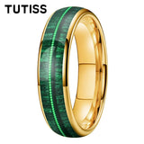 Dome Polishing Inlaid Green Wood Guitar String 6/8mm Men's Women's Tungsten Rings