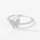 Butterfly Animal Sterling Silver Elegant Luxury AAAA Lab Created Diamonds Ring