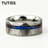 Meteorite Nebula Inlay Hammered 6/8mm Gold/Silver Color Tungsten Ring for Men Women