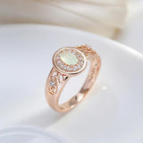 New Oval Cut Luxury AAA Zircon Emerald With 14K Rolled Rose Gold Flower Ring Ethnic Daily Jewellery