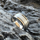 Double Grooved High Polished Shiny 8mm Mens Tungsten Engagement Rings Comfort Fit