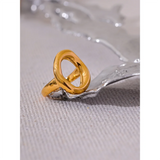 18K Gold Plated Creative Stainless Steel Geometric Hollow Golden Minimalist Ring