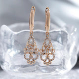 Luxury Natural Zircon 14K Rose Gold Filled Long Dangle Fashion Earrings - High Quality Jewellery