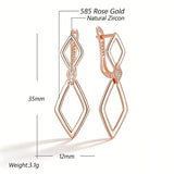 14 Karat Gold Filled Glossy Rhombus Design AAA Zircon Diamonds Dangle Earrings