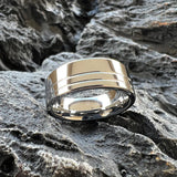 Offset Lines Polished 8mm Original Color Tungsten Wedding Ring for Men Women