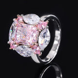 Gorgeous 4CT VVS High Quality AAAAA High Carbon Pink Sapphire Emerald Gemstone Fine Rings for Women