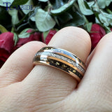 Bright Meteorite Gold Foil Inlay 8MM 18k Gold Colour Tungsten Carbide Wedding Rings
