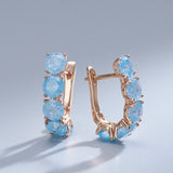 14K Gold Filled Frosted Blue AAA Zircon Crystals Drop Personality Earrings for Women