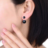 Front-and-Back Ear Jacket Design Multicolour Real Pearls Silver Stud Earrings