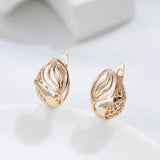 Hot Fashion Simple Metal Flower Glossy 14K Filled Rose Gold Dangle Earrings, High Quality Daily Fine Jewellery