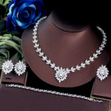 New 4pcs Elegant Marquise Cut AAA Cubic Zirconia Diamonds Bridal Wedding Dinner Jewellery Set for Women - The Jewellery Supermarket