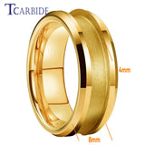 Groove Beveled Polished Finish 4/6/8mm Tungsten Carbide Engagement Rings