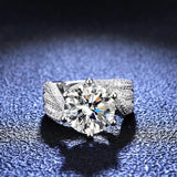 Luxury 3ct 5ct Sparkling Three Rows Moissanite Diamond Rings for Women 925 Silver Wedding Engagement Fine Jewellery