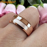 Nice Grooved Beveled Polished Brushed Finish Tungsten Carbide Comfort Fit Rings. Classic Men and Women Wedding Rings - The Jewellery Supermarket