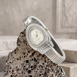 Honeycomb Bullet Texture Dial Single-Coil Snake Bangle Futuristic Statement Watch