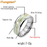 Polished Bevel Edges Electrocardiogram Luminous Glow Inlay Tungsten Carbide Rings