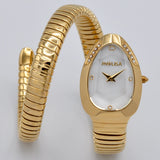 High Quality Gold Diamond Set Snake Shaped Dress Watch Bangle Unique Brand Watch