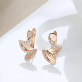 New Fashion Trendy 14K Rolled Rose Gold AAA Zircon Diamonds Geometric Drop Earrings - High Quality Daily Jewellery