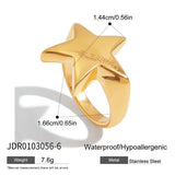 18K Gold Plated Stainless Steel Geometric Fashion Ring With Zircon Crystals Charm Jewellery