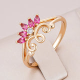 New Fashion 14K Filled Rose Gold Hollow Flower Pink Natural AAA Zircon Crystals - Ethnic Bridal Vintage Jewellery