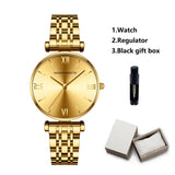 Luxury Elegant Fashion Round Dial Stainless Steel Ladie's Watch Japan Movement Quartz Rose Gold Plated Wristwatches