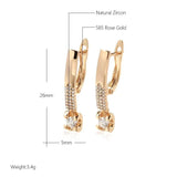 Simple Elegant Filled 14K Rose Gold With White AAA Zircon Diamonds Daily Party Fine Jewellery Drop Earrings