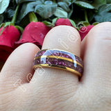Purple Crystal Stone Inlay Domed Polished 6mm 8mm Tungsten Wedding Men Women Rings