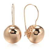 14 Karat Rolled Gold Big Glossy Ball Drop Simple Trendy Dangle One Touch Earrings