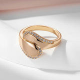 Splendid 14K Rolled Rose Gold Vintage Pave Setting Style Glossy AAA Zircon Diamonds Ring - Fine Jewellery