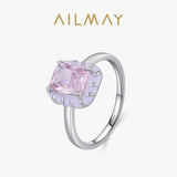 High Quality Sterling Silver Romantic Pink AAAA Lab Created Diamond Enamel Ring