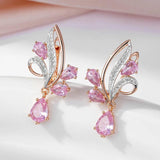 Amazing Shiny Filled 14K Rose Gold Water Drop AAA Zircon Crystals Long Dangle Earrings - Luxury Jewellery