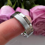 Offset Groove Polished Brushed Finish 6MM 8MM Womens Mens Tungsten Carbide Rings