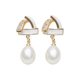 Amazing Real white, pink, purple Pearl AAA Zircon Diamonds Silver Earrings